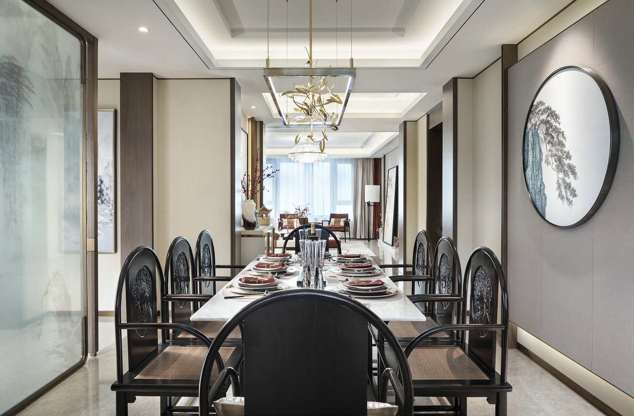新中式风格室内家装案例效果图-餐厅 新中式风格室内家装案例效果图-餐厅
