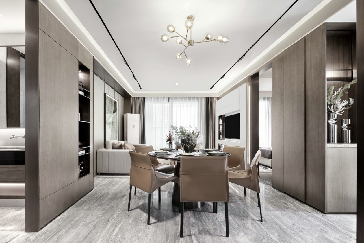 现代轻奢风格室内设计家装案例-餐厅 现代轻奢风格室内设计家装案例-餐厅