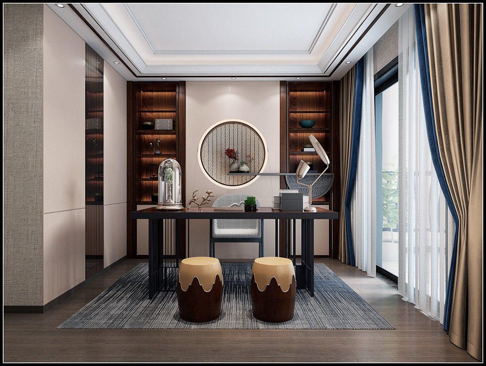 装修公司新中式风格室内装修效果图-书房 装修公司新中式风格室内装修效果图-书房