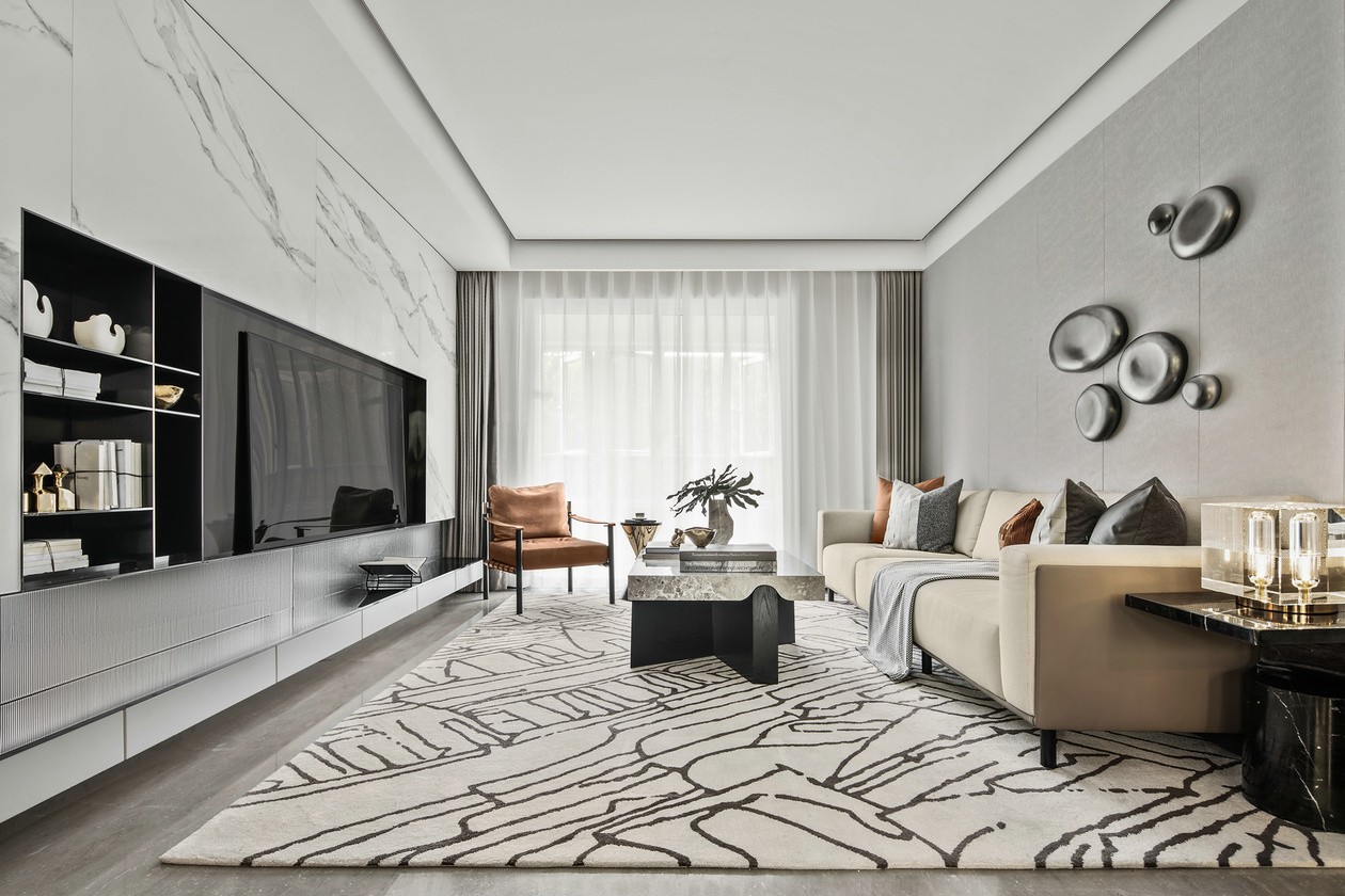 现代简约风格室内家装案例效果图-客厅 现代简约风格室内家装案例效果图-客厅