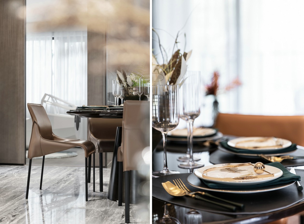 现代轻奢风格室内设计家装案例-餐厅餐桌 现代轻奢风格室内设计家装案例-餐厅餐桌