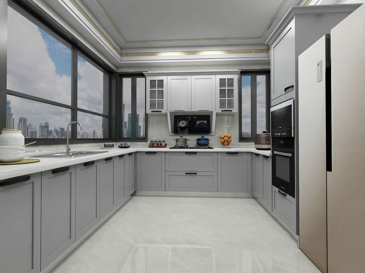 复式大宅室内装修设计-厨房效果图