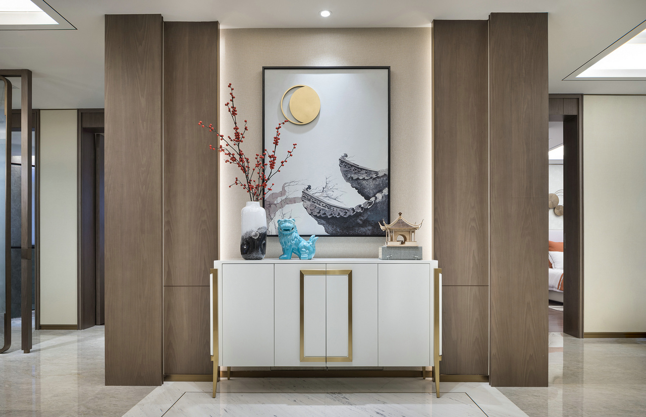 新中式风格室内家装案例效果图-玄关 新中式风格室内家装案例效果图-玄关